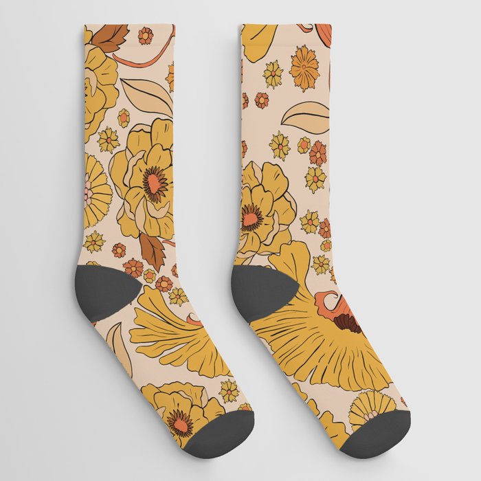 70s Floral Pattern Socks