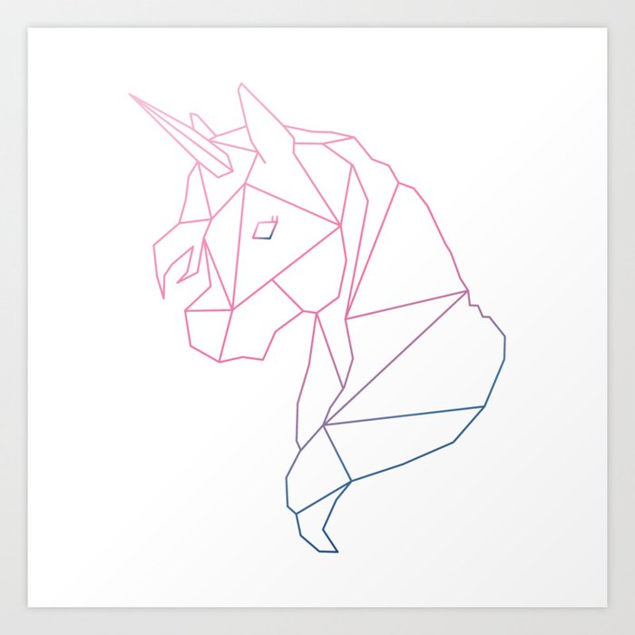Navy Pink Geometric Unicorn Art Print By Halfpintjules Society6