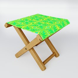 Retro Psychedelic Yellow and Green Tropical Folding Stool