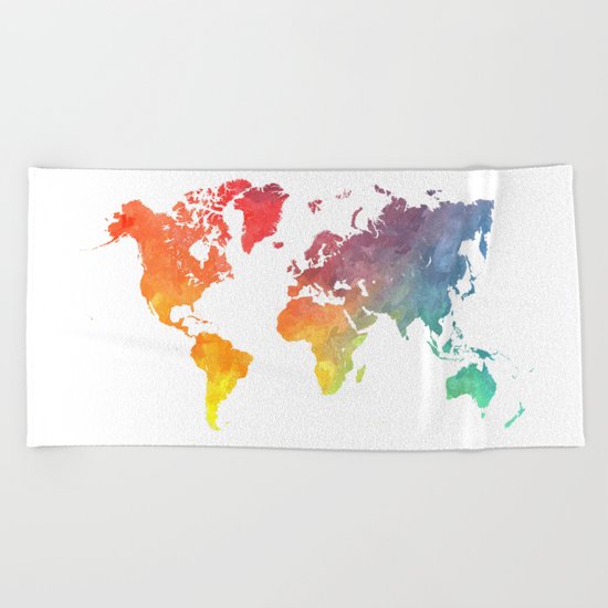 Map of the world colored Beach Towel