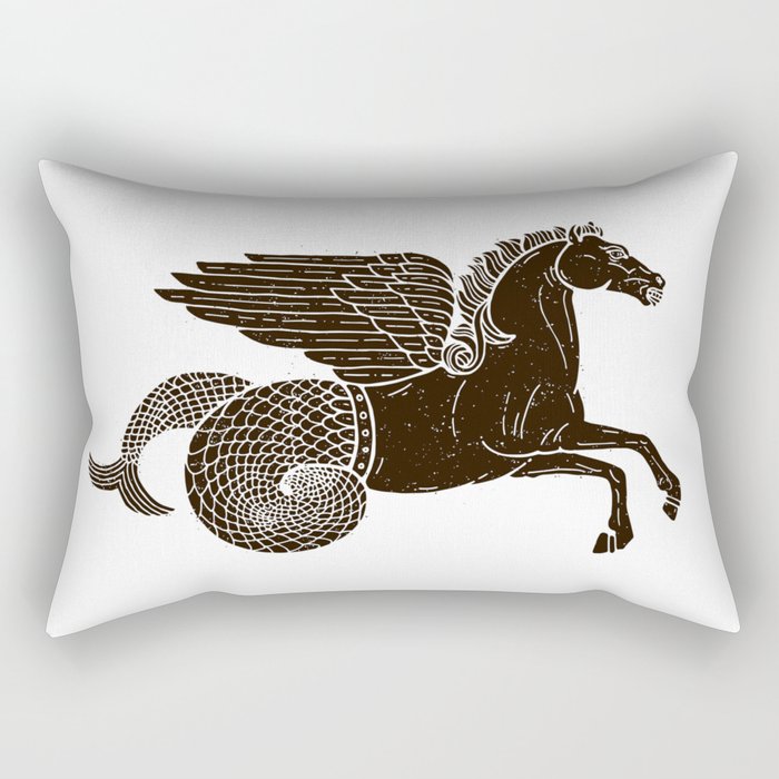 Hippocampus Sea Horse Myth Retro Vintage Rough Design Rectangular Pillow