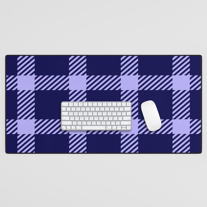 Blue & White Color Check Design Desk Mat