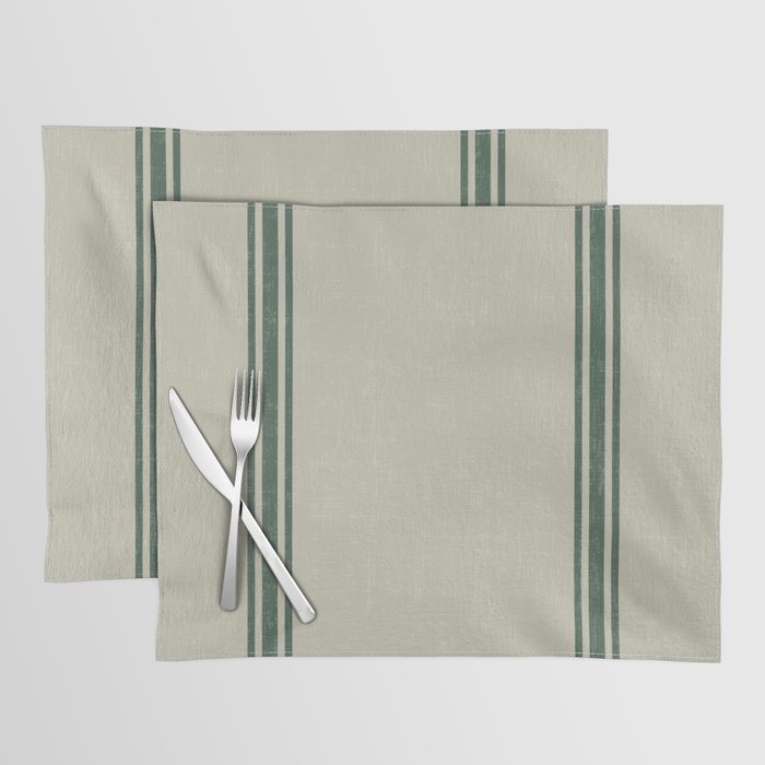 Vintage Country French Grainsack Green Stripes Linen Color Background Placemat