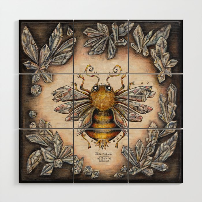 Crystal bumblebee Wood Wall Art