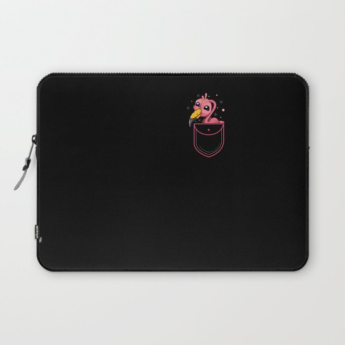 Kawaii Cute Flamingo In Pocket Laptop Sleeve