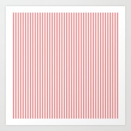 Apple Red and White Micro Vintage English Country Cottage Ticking Stripe Art Print