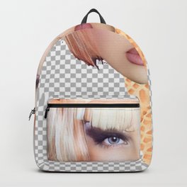 FR@ND0LL I€E €RE@M (blonde bob-checkers) Backpack | Acrylic, Blonde, Comic, Treat, Sweets, Melt, Pink, Street Art, Red, Design 