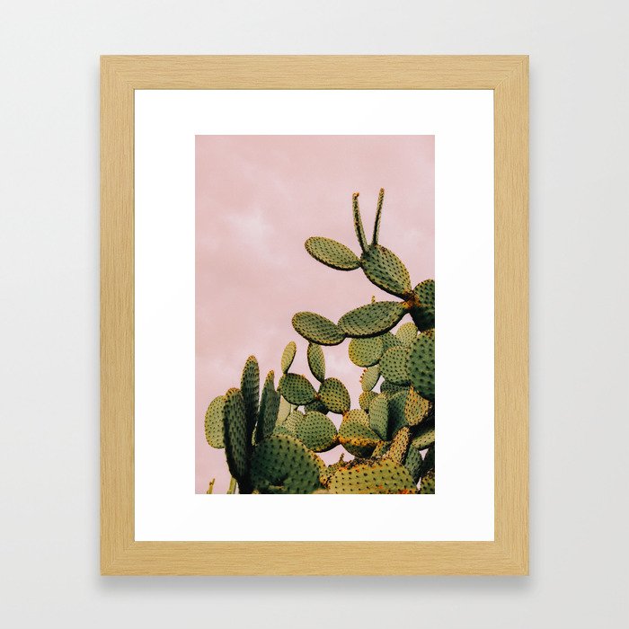 Cactus on Pink Sky Framed Art Print