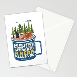 Go Outside Bear Attack Funny Saying Stationery Card