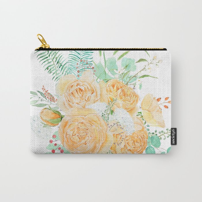 watercolor yellow English  rose arrangement  Carry-All Pouch