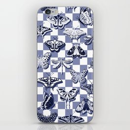 Blue butterflies check iPhone Skin