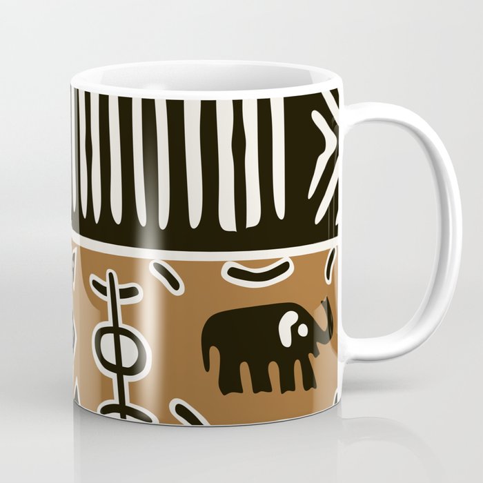 African mud cloth with elephants Coffee Mug