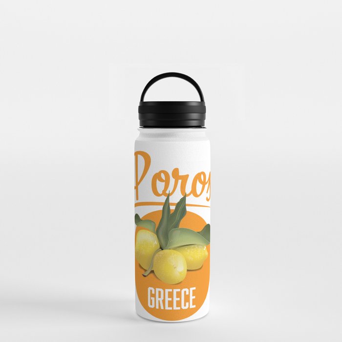 Poros Greece travel poster Water Bottle