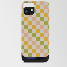 Diagonal Check Stripe Pattern in Light Muted Green Blush Yellow Cream iPhone Card Case