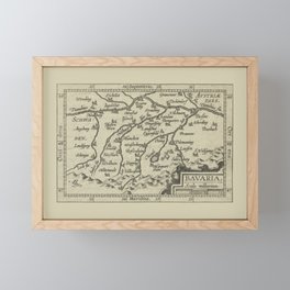 Vintage 17th-Century Renaissance Map of Bavaria Germany Framed Mini Art Print