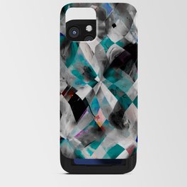 geometric pixel square pattern abstract background in blue iPhone Card Case