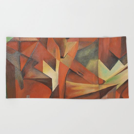 Foxes - Homage to Franz Marc (1913) Beach Towel