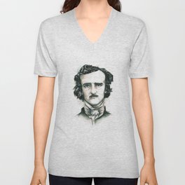 Edgar Allan Poe and Ravens V Neck T Shirt