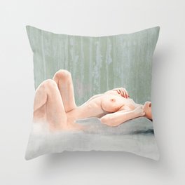 The Daydream Fantasy - Reclining Nude Throw Pillow