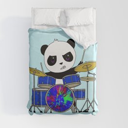 A Drumming Panda Duvet Cover