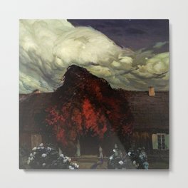 The Old Manor House fronted by Red Sugar Maples portrait painting by Ferdynand Ruszczyc Metal Print