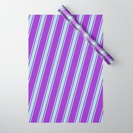 [ Thumbnail: Dark Orchid and Powder Blue Colored Striped/Lined Pattern Wrapping Paper ]
