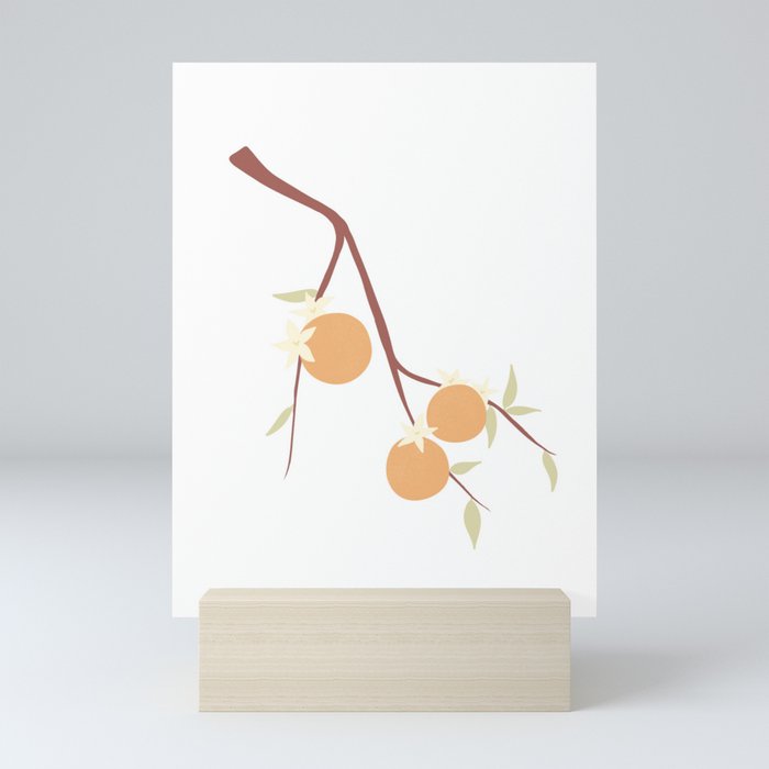 Simple Orange Branch Mini Art Print