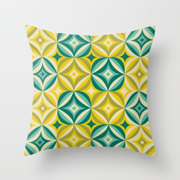 Mid-Century Modern Pattern - Teal & Yellow Throw Pillow