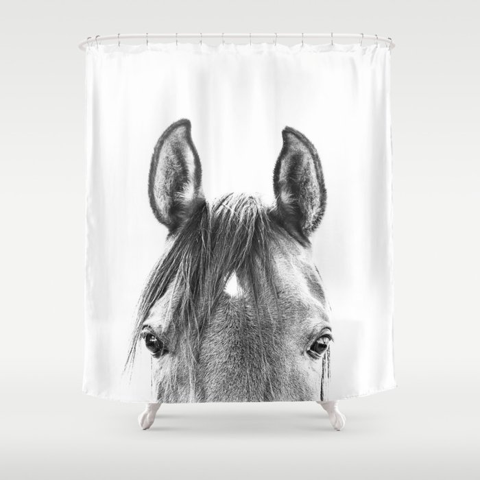 peekaboo horse, bw horse print, horse photo, equestrian print, equestrian photo, equestrian decor Shower Curtain