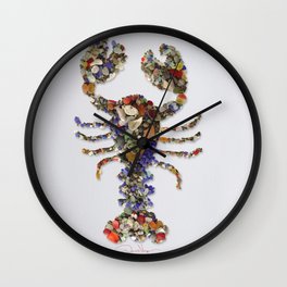 Sea Glass Critter LOBSTER Multicolored Original Valentines Day Gift - Donald Verger Art Wall Clock