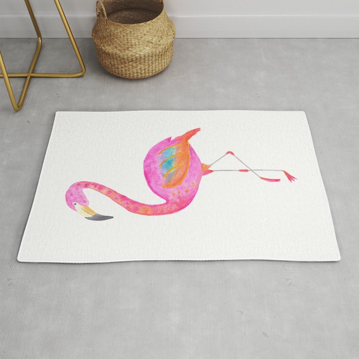 Flamboyant flamingo - bright watercolour painting Rug