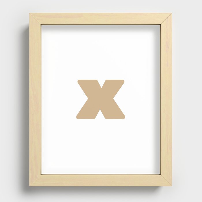 x (Tan & White Letter) Recessed Framed Print