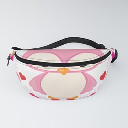 Kids Valentines Day Valentine Pink Owl in a Wreath Fanny Pack