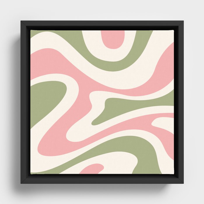 Modern Abstract Pattern 11 in Sage Pink (Liquid Swirl Design) Framed Canvas