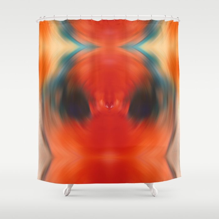 Listening - Red And Black Abstract Art Shower Curtain