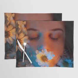 Wild daises; young woman underwater with flowers floral surreal fantasy color portrait photograph / photography Placemat