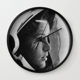 NASA Astronaut, Anna Fisher, black and white photograph Wall Clock