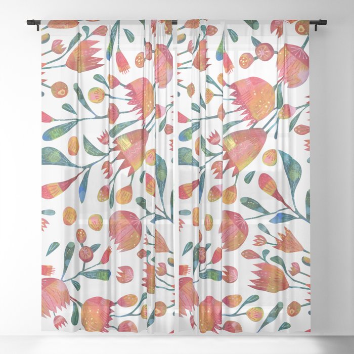 Buds and Flowers Sheer Curtain