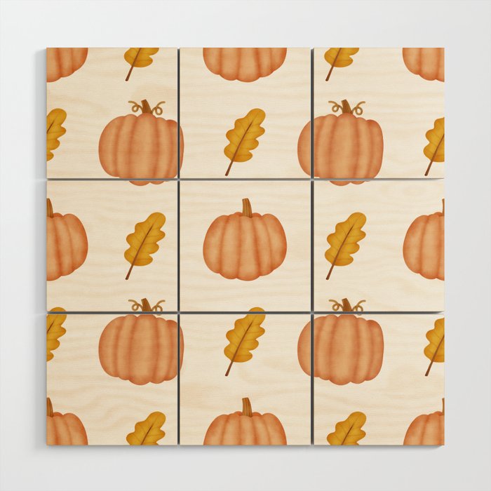 Watercolor Pumpkin Seamless Pattern Wood Wall Art