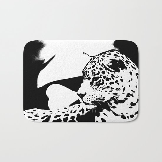 Black And White Wildcat Bath Mat