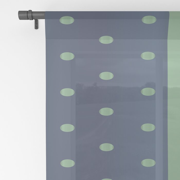 Sage Green And Slate Blue Polka Dots Sheer Curtain By