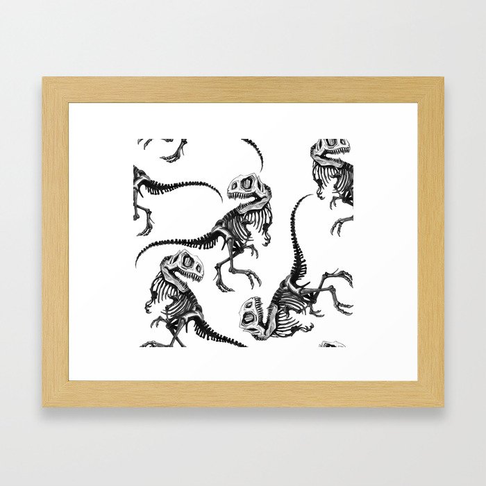 T-Rex Dinosaur Skeleton Print Framed Art Print