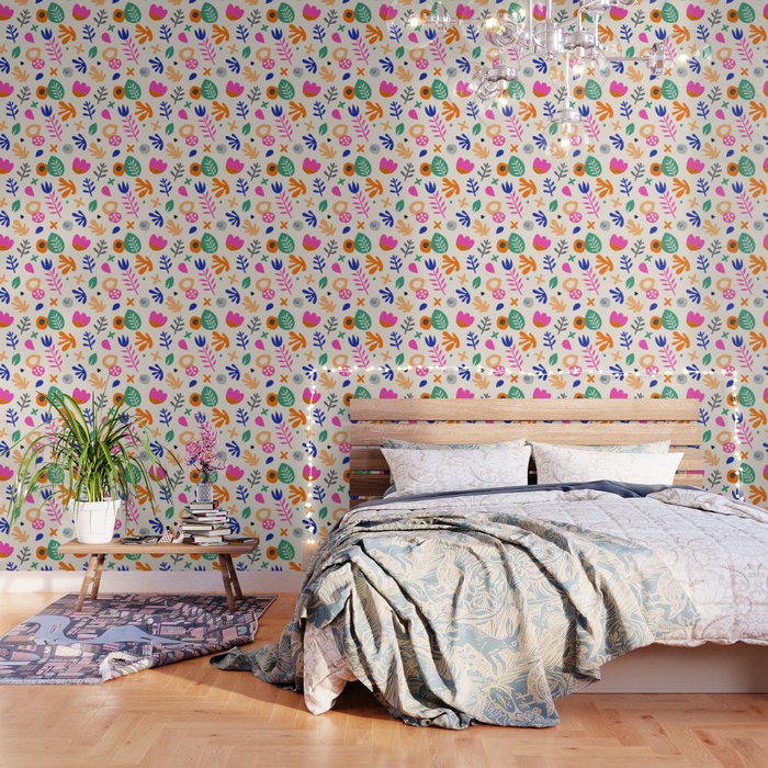 Floral Paper Cutout Collage Pattern Wallpaper