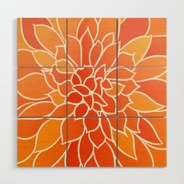 Orange Bloom Flowery Art Wood Wall Art