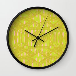 vintage kantha: chartreuse Wall Clock