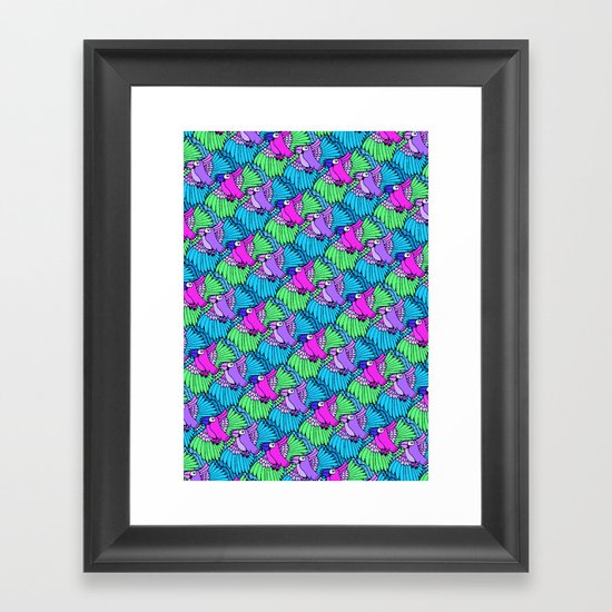 Tessellated Parrots Pink Framed Art Print