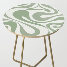 Mod Swirl Retro Abstract Pattern in Muted Sage Green Tones  Side Table