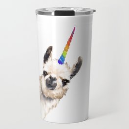 Sneaky Unicorn Llama White Travel Mug