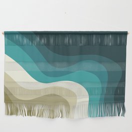 Green and blue retro style waves Wall Hanging