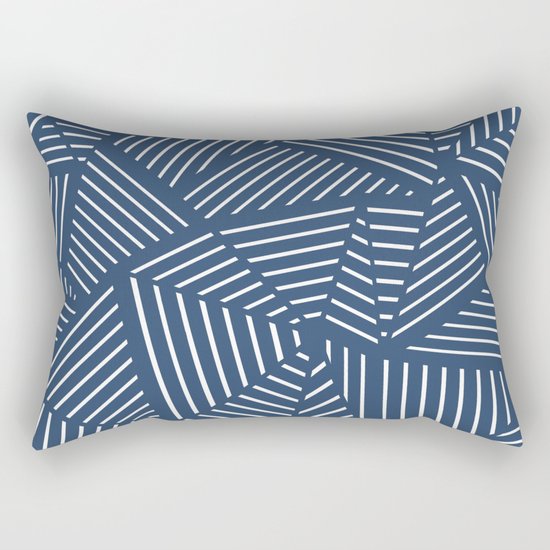 Abstraction Linear Zoom Navy Rectangular Pillow